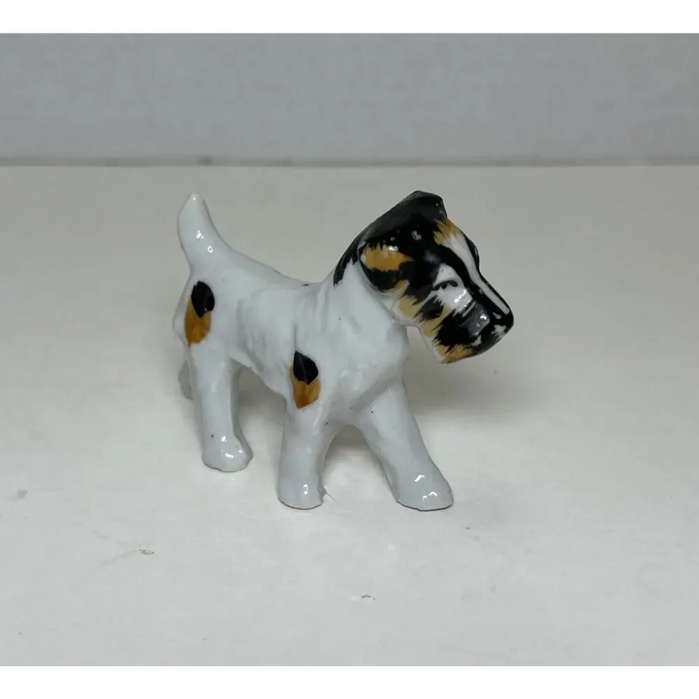 Vtg Black & White Terrier Dog Porcelain 3